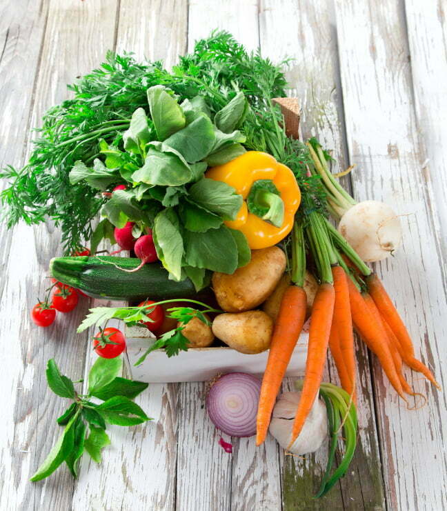 Fresh vegetable on wooden background